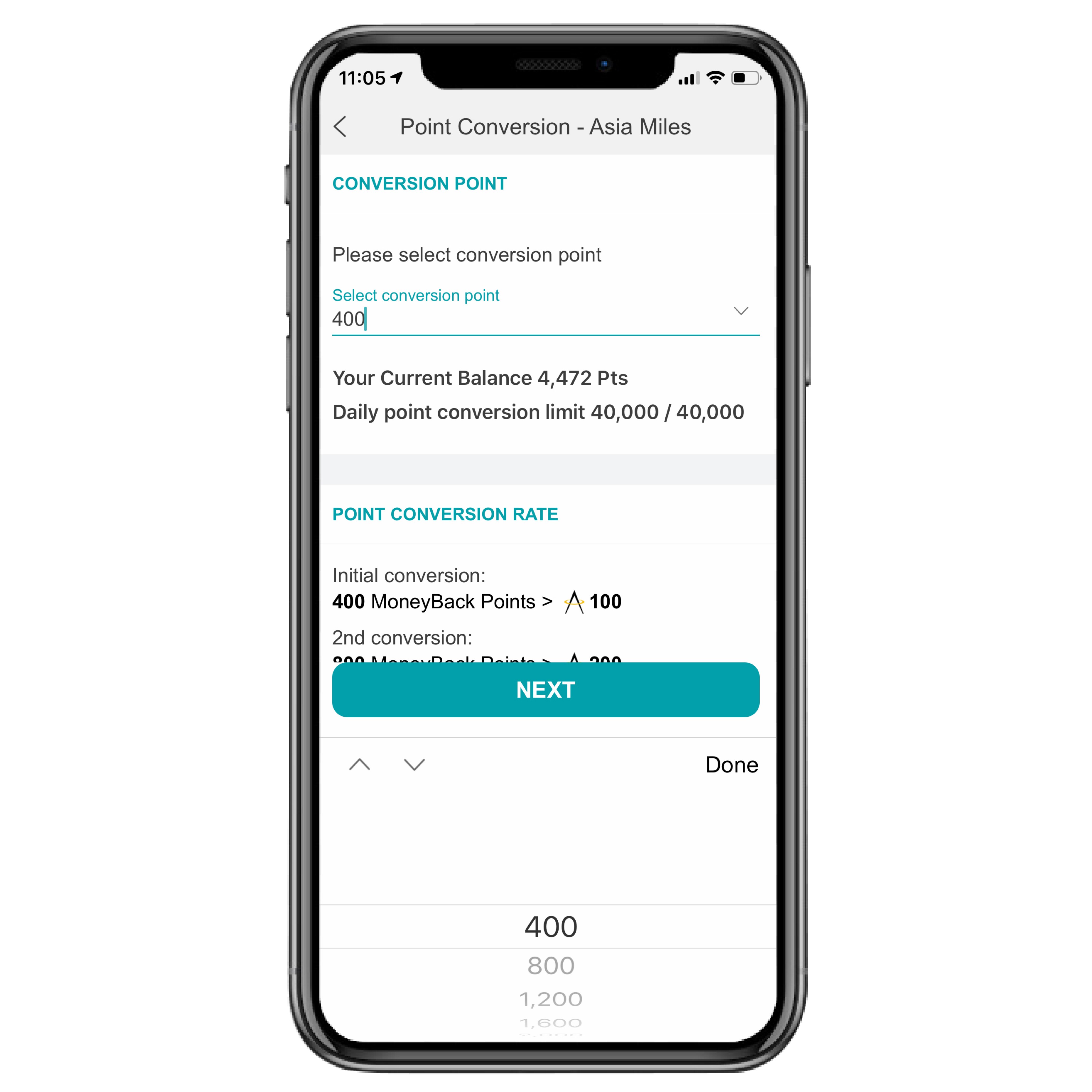 Point conversion steps (convert MoneyBack points to Asia Miles) FORTRESS